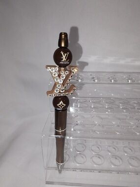 Fashion Crystal LV Logo Brown Decorative Pen